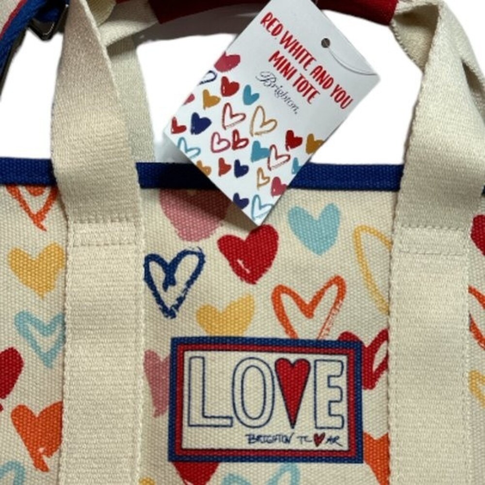 Brighton Red White And You Mini Tote Hand drawn hearts, stripes, fireworks NWT - Picture 9 of 9